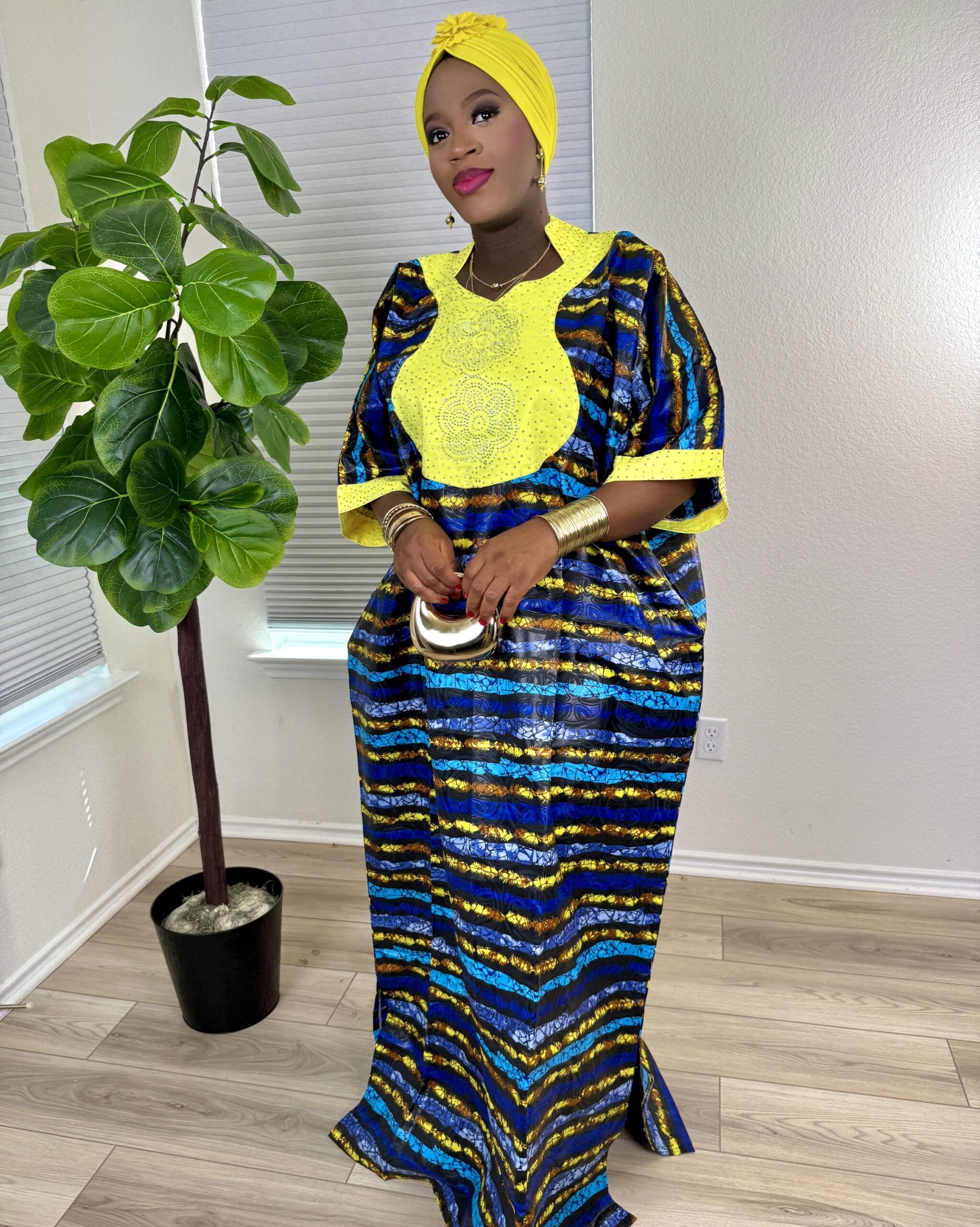 Adire Kampala Dress (Collard Neck)
